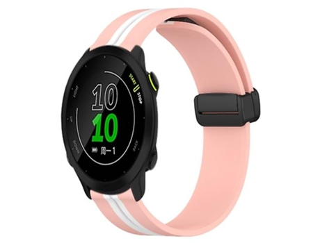 Correa De Reloj Inteligente Para Garmin Forerunner 158 Correa De Reloj De Silicona De 20 Mm Con Cierre Magnético Plegable Rosa-Blanco VENISYMLIS
