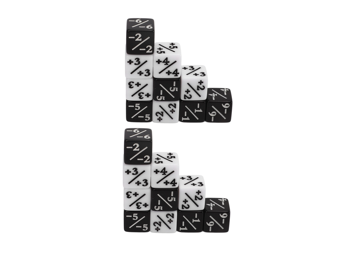 2026-20 Unidades Dados 4 Lados Positivos Y Negativos 16mm Negro Blanco Para Enseñanza Matemática Contador