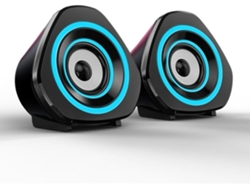 Mini Altifalante Para Computador Com Fio E Subwoofer De Áudio Para Computador Com Luz Ambiente Rgb 