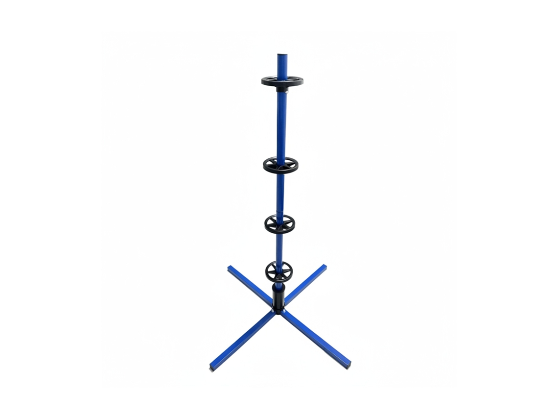Relaxdays Suporte Para 4 Pneus Com Jantes, Capacidade Até 120 Kg, A X L X P: 131,5 X 66 X 66 Cm, Aço, Azul