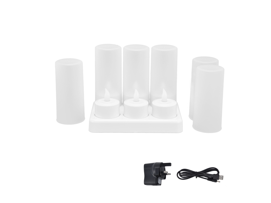 Vela LED sin llama Baok, luz blanca cálida, ideal para bodas, fiestas y mesas de cena. Enchufe estándar del Reino Unido (100-240 V).