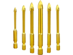 2026altiro-brocas De Acero De Carburo De Tungsteno Con Punta De Vidrio Cerámico, De 3 A 10 Mm, 6 Piezas, Vástago Hexagonal, Recubrimiento De Titanio.