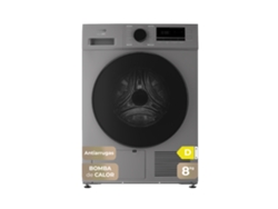 Secadora de ropa Evvo S8 de 8 kg con bomba de calor, clase energética D, Airfresh, sensor de humedad, antiarrugas, inicio retardado, acero inoxidable