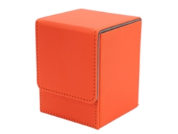 Omni-caja Magnética De Tarjetas Con Cuero Pu Resistente A Rasguños Para 100 Tarjetas De Juego Vertical Naranja