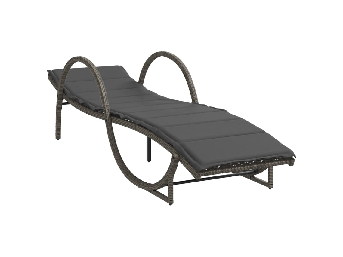 Chaise longue de mimbre gris con cojín MAISON EXCLUSIVE (60x199x42 cm)