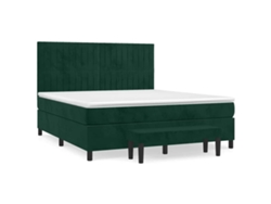 Maison Exclusive - Cama Box Spring Con Colchón Terciopelo Verde Oscuro 160x200 Cm