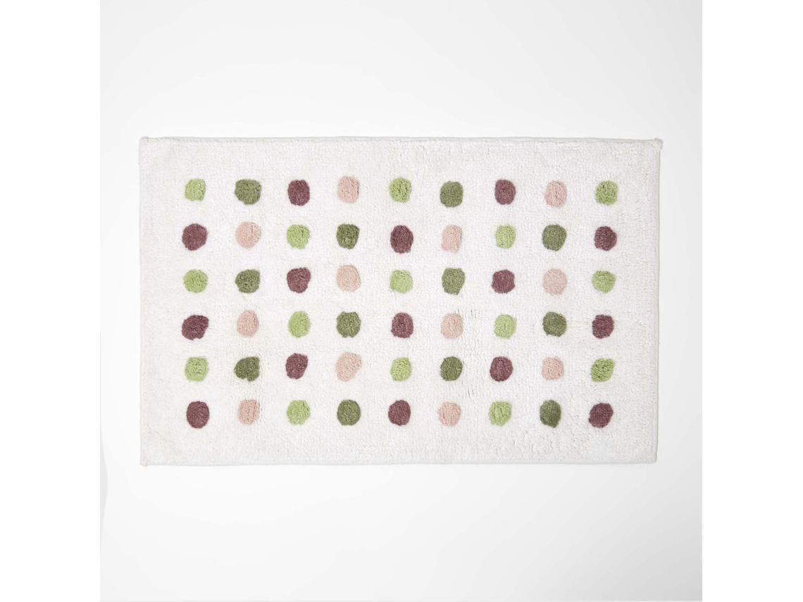 Homescapes Multi Colour 100 Cotton Bath Mat Tufted Polka Dot Design, 50 X 80 Cm