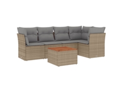 Conjunto 6 de sofás jardín con cojines VIDAXL ratán sintético beige
