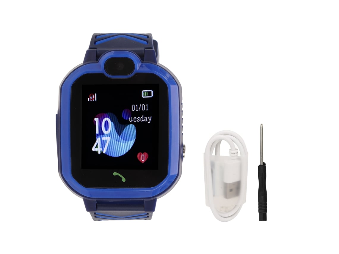 Ats-reloj Inteligente Para Niños Con Cámara Hd, Llamada Vídeo Bidireccional, Gps Y Pantalla Táctil Azul