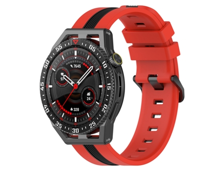 Correa de reloj inteligente para Coros Apex 46 mm/Apex Pro/Ticwatch Pro 3 22 mm Correa de reloj de silicona vertical de dos colores (rojo + negro)