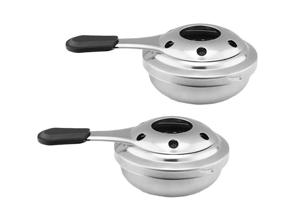 Hornillo Portátil De Alcohol De Acero Inoxidable Linjou De 2 Piezas Para Acampar, Té, Café Y Bebidas Calientes.