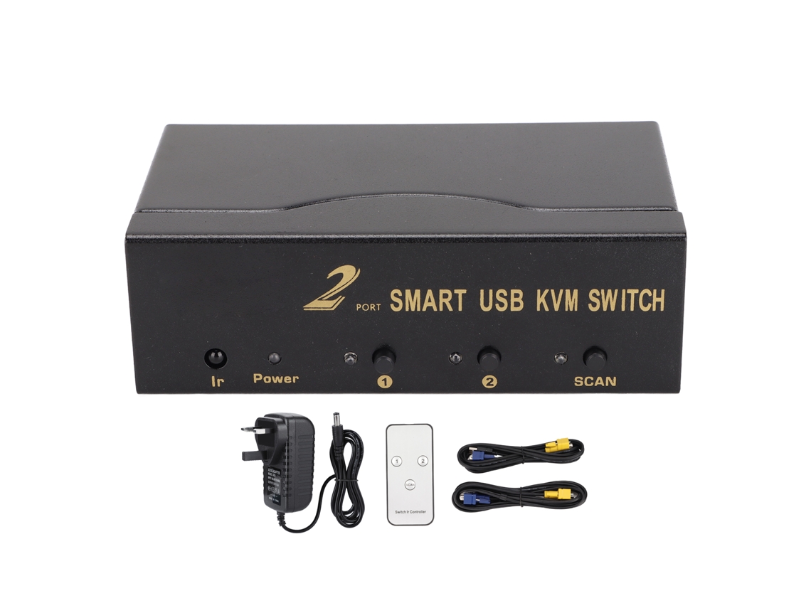 Switch Kvm Vga 2 Entradas 1 Saída Com 4 Portas Usb Compartilha Monitor Teclado Mouse Suporta 1920x1440