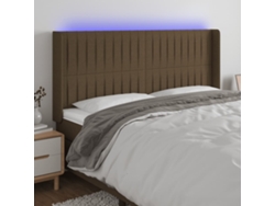 Cabecero Con Led De Tela Marrón Oscuro 163x16x118/128 Cm