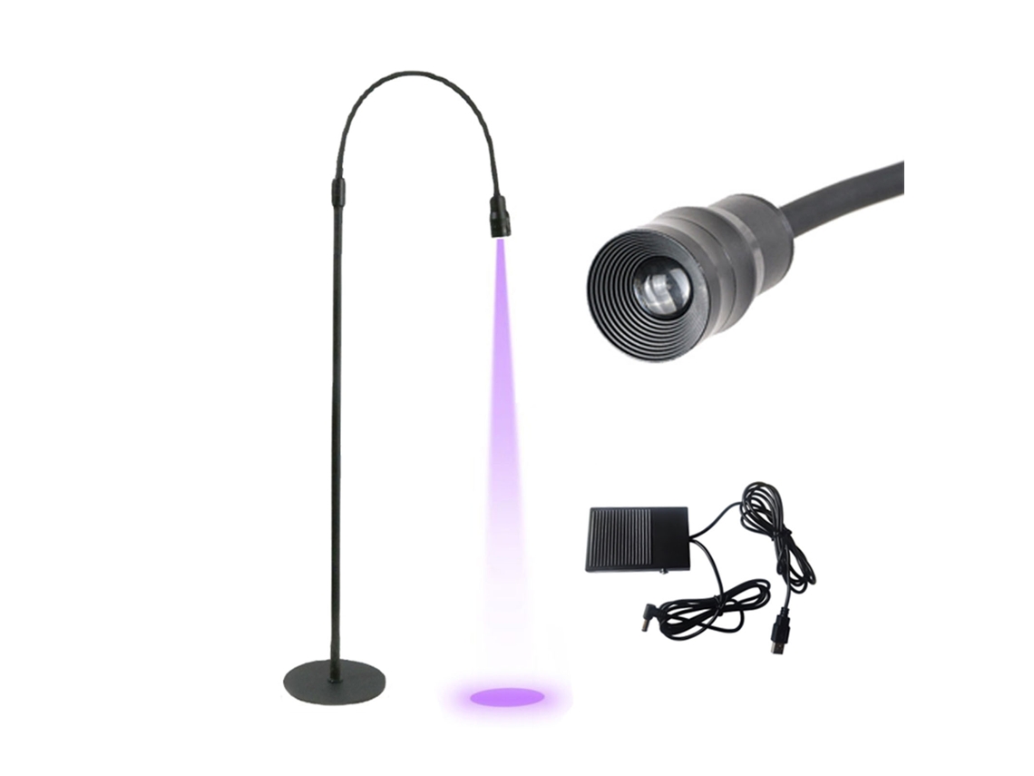 Lámpara UV para pestañas con pedal, gel UV, LED, cuello de cisne ajustable, para artistas de pestañas, manicura, estudios de maquillaje, enchufe europeo de 10 W.