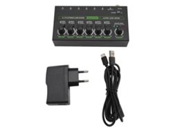 Mezclador De Sonido De 6 Canales Con Luces Rgb, Control De Volumen Independiente Y Enchufe Europeo.