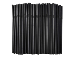 Pajitas Desechables De Plástico Flexible Negro, 500/200/100 Unidades, Para Bebidas.