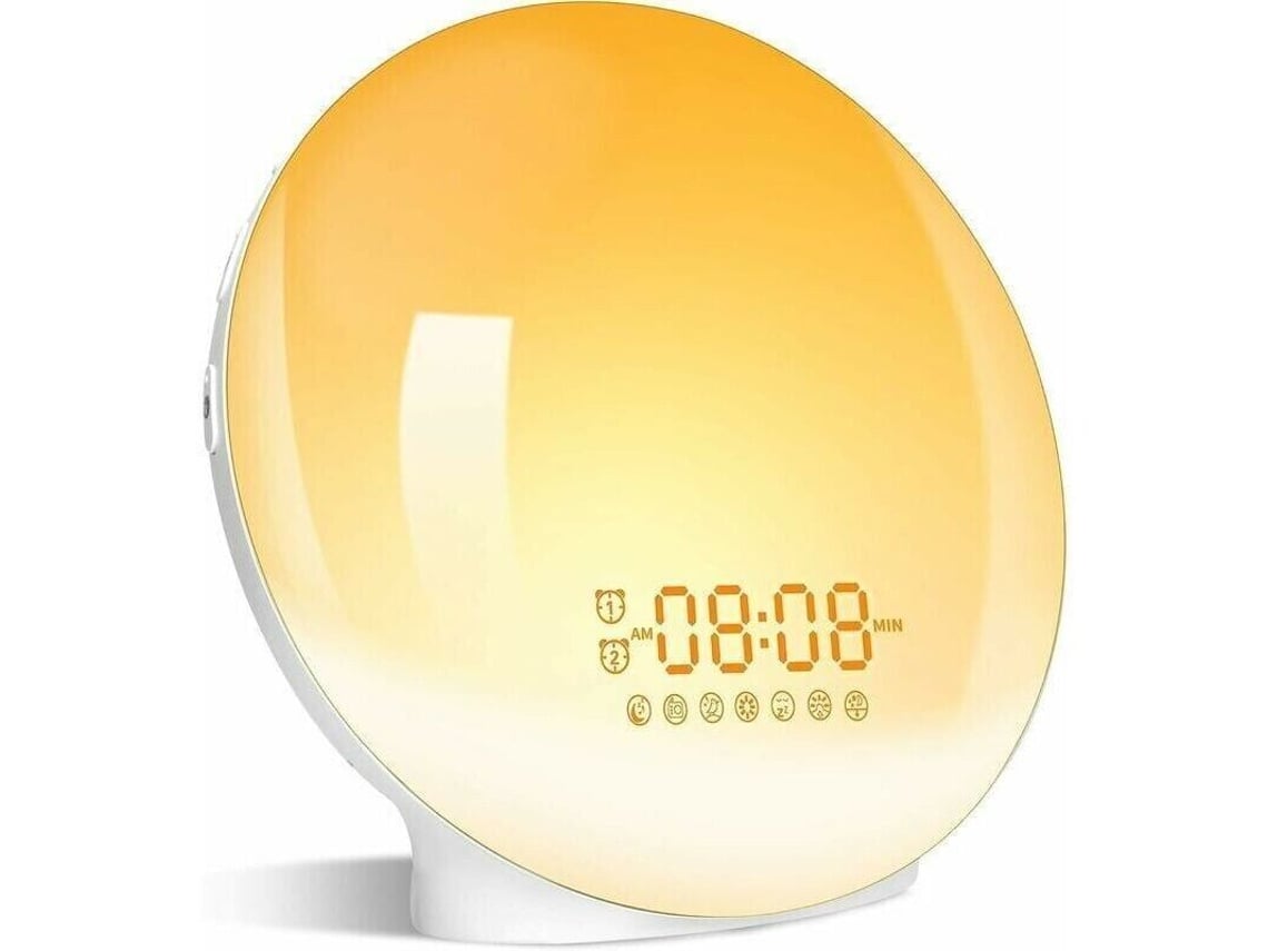 Radio Reloj Con Luz Led Para Despertar, Lámpara De Mesita De Noche Con 2