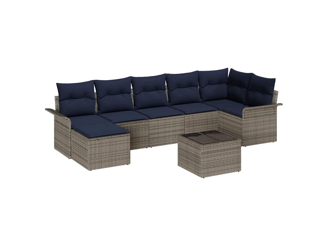 Maison Exclusive - Conjunto De Sofá De Jardín 8 Pcs Gris Ratán Sintético