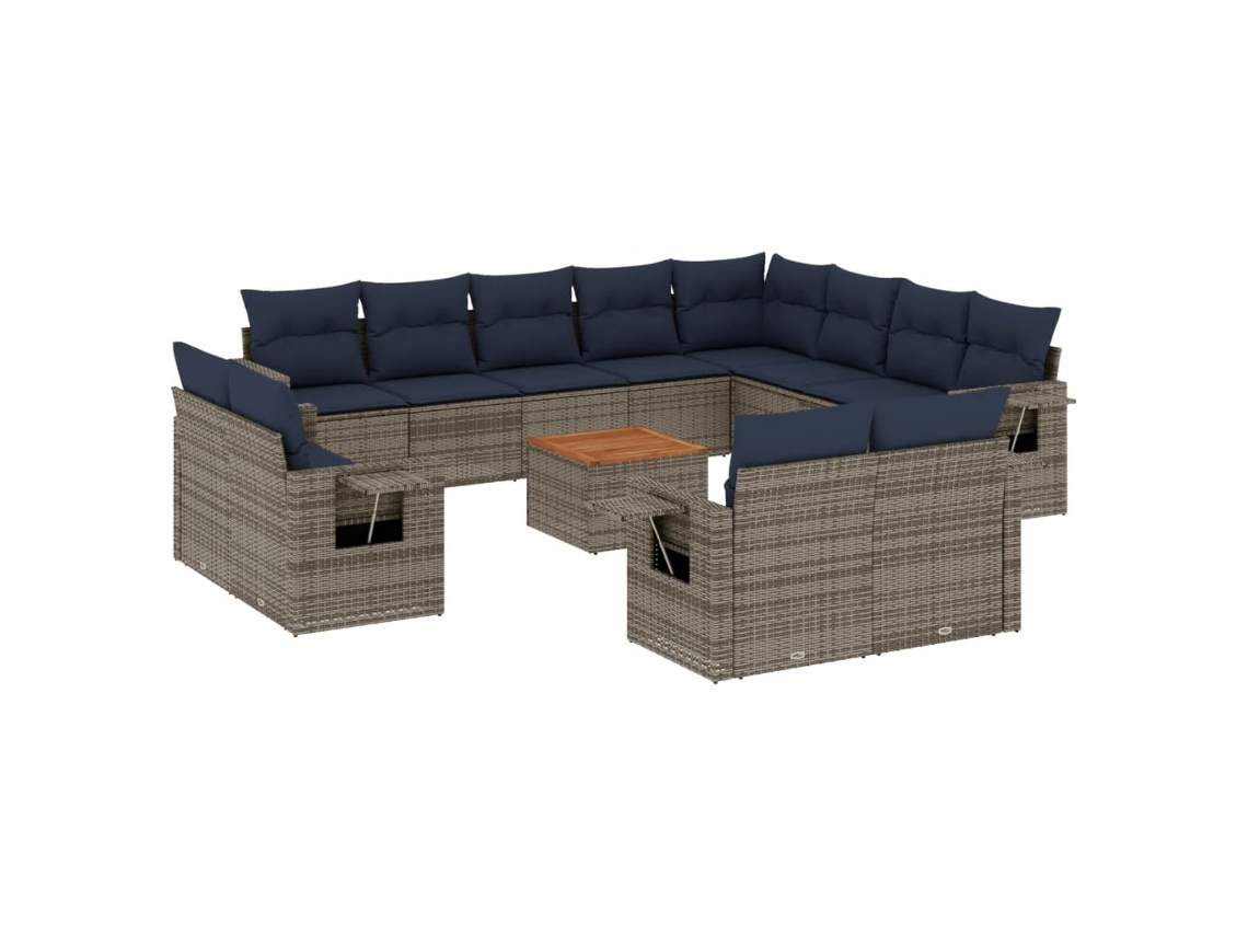 Maison Exclusive - Conjunto De Sofá De Jardín De 13 Piezas Con Cojines, Poliratán Gris