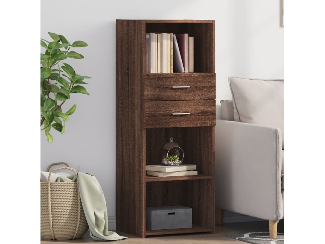 Aparador Alto Madera De Ingeniería Marrón Roble 45x42,5x124 Cm