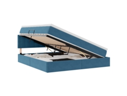 Vidaxl Cama De Almacenamiento Led Con Colchón Azul Oscuro 180 X 200 Cm