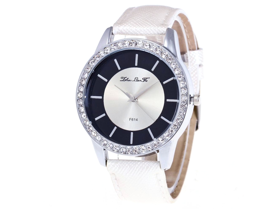 Reloj De Pulsera Pareja Casual De Cuarzo Con Piedras Strass Para Hombre Y Mujer (blanco)