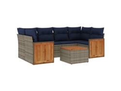 Maison Exclusive - Conjunto De Sofá De Jardín De 7 Piezas Con Cojines, Poliratán Gris