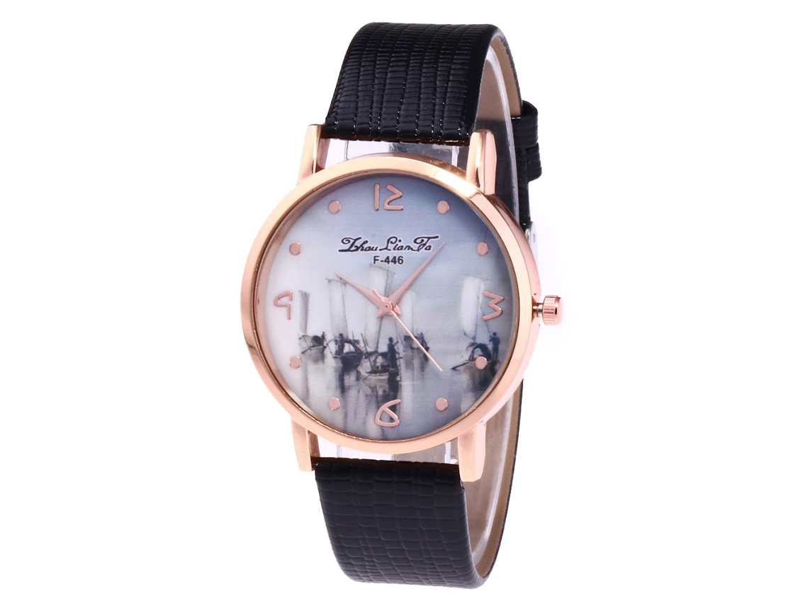 Reloj De Pulsera Casual Unisex De Cuero Con Cuarzo Zhoulianfa Fashion, Color Negro.