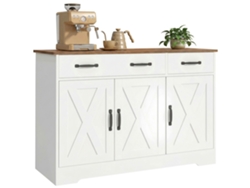 Aparador De Cocina, Mueble De Almacenamiento Con 3 Puertas Correderas, 2 Cajones Y Estantes Ajustables, 108 X 40 X 81 Cm, Blanco