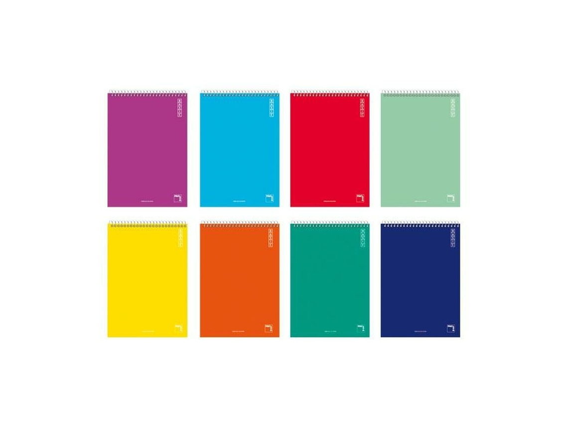 Cuaderno Pacsa Basic Multicolor 80 Hojas Cuarto (10 Unidades)