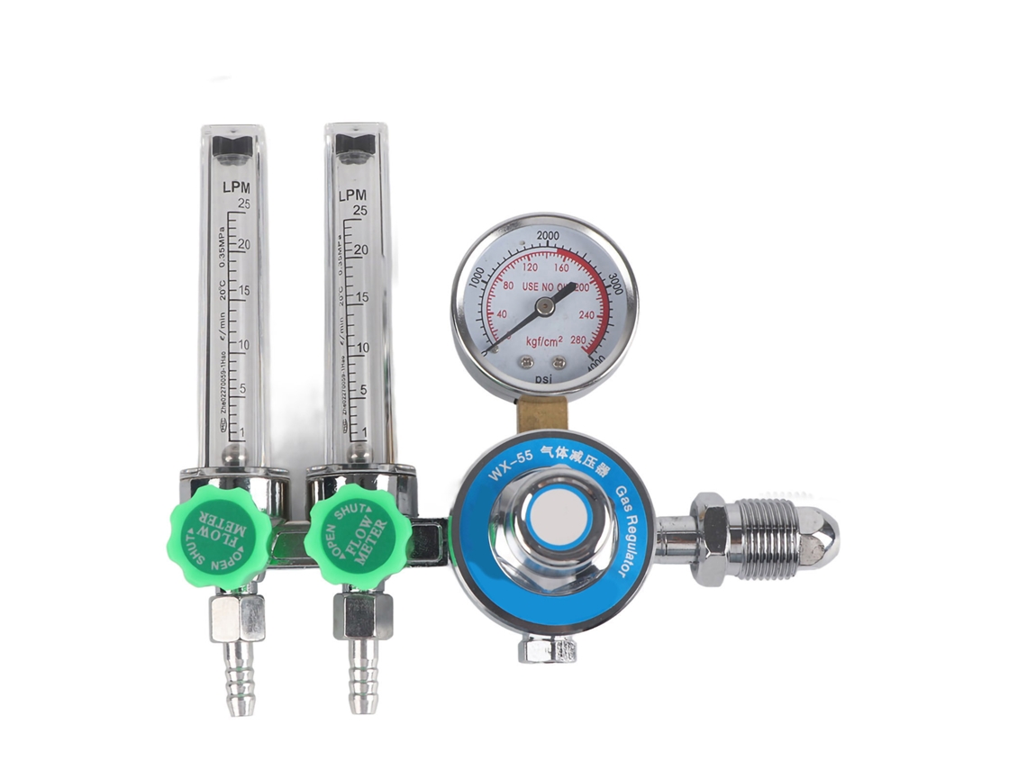 Regulador De Argón Con Doble Caudalímetro Wx-55x-2l Cga540, Métrico, 0-4000 Psi, Aleación De Zinc.