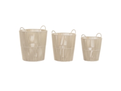 Set 3 Cesta Algodon Metal Beige 42x42x51cm