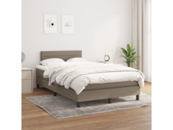 Cama Box Spring Con Colchón Tela Gris Taupe 120x200 Cm