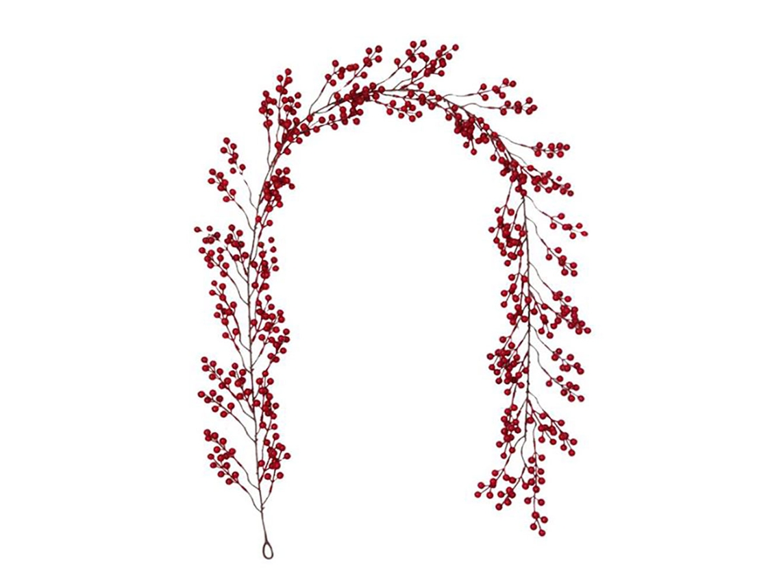 Simulación de rutina de hojas navideñas con frutos rojos (1,9 m)