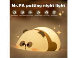 Luz nocturna de panda de silicona para decoración de guardería, 1200 mAh, 3 niveles de brillo, lámpara táctil Bestvite