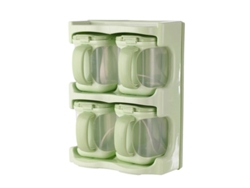 2026da-caja De Sazonamiento De Plástico Con 4 Compartimentos Rack Combinado Multifuncional Para Cocina Verde