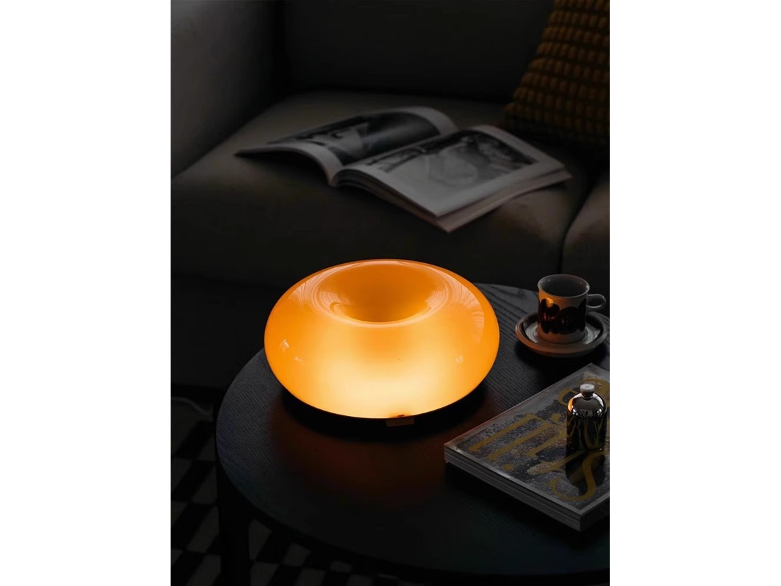Candeeiro De Parede Laranja Em Forma De Donut, Candeeiro De Mesa Led De Vidro Com Controle De Toque