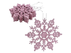 Juego De 12 Adornos Colgantes De Tormenta De Nieve Con Purpurina De 10 Cm - Navidad (rosa Bebé)