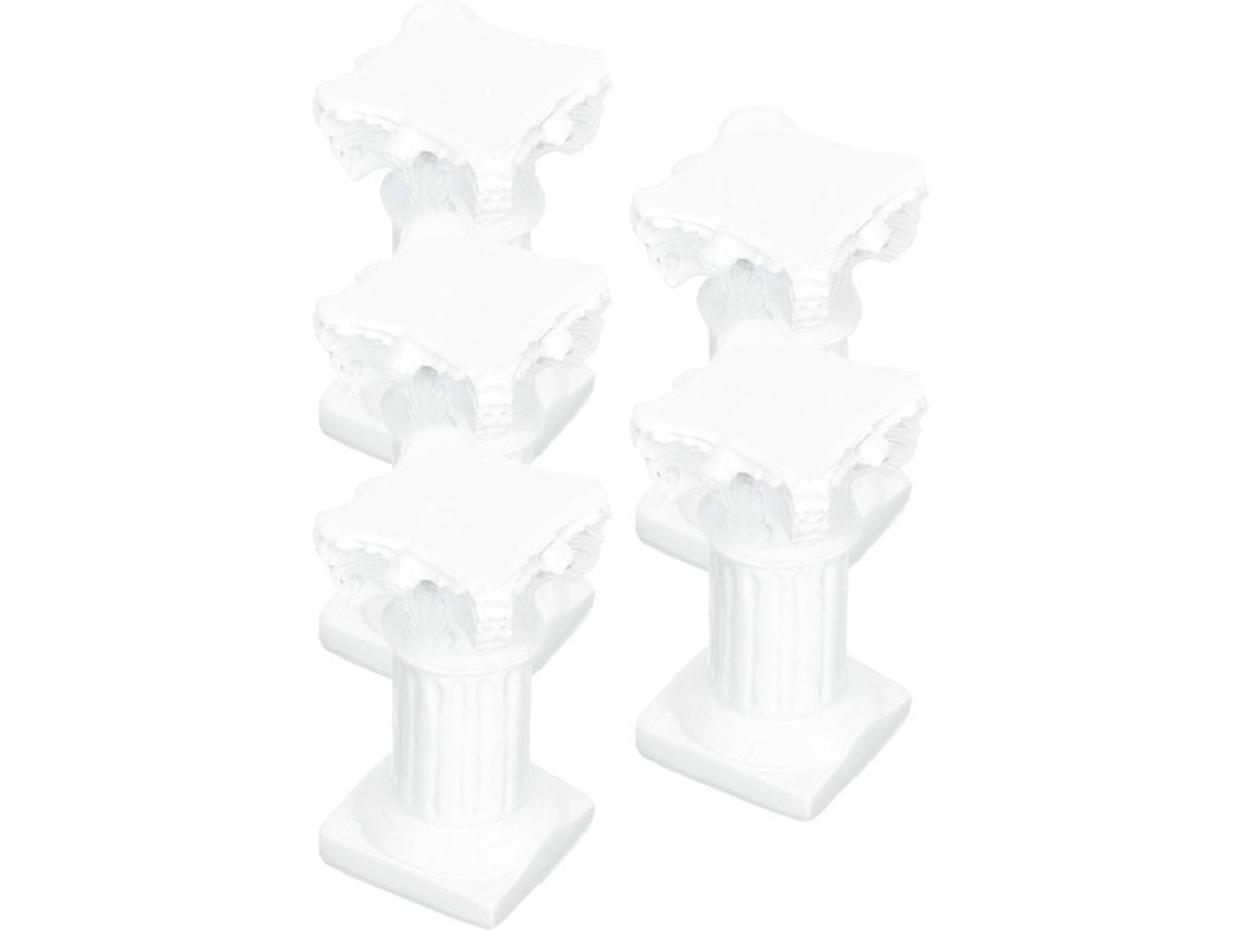 Columna Romana Resina Blanca Elegante Decoración Micropaisaje Diseño Delicadamente Tallado Bodas Crear