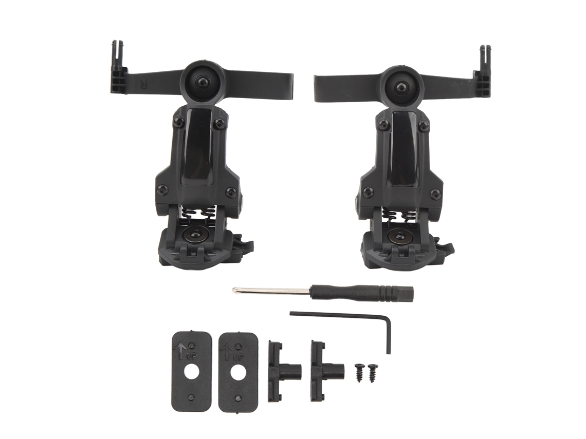 Adaptador De Riel Arc Para Casco Con Soporte Para Auriculares De Rotación Multiángulo - Negro