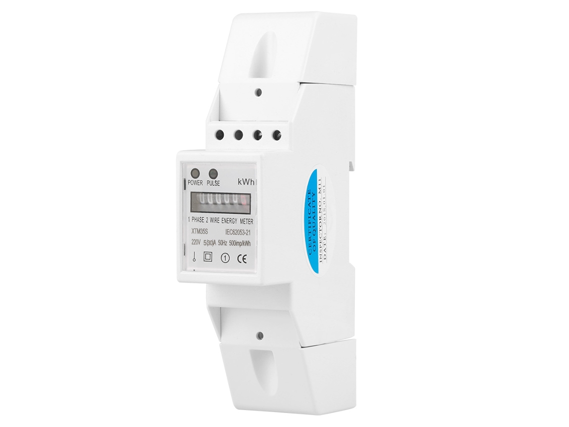 Medidor Eléctrico Digital Monofásico 220v 2p Para Riel Din 5(30)a Kwh