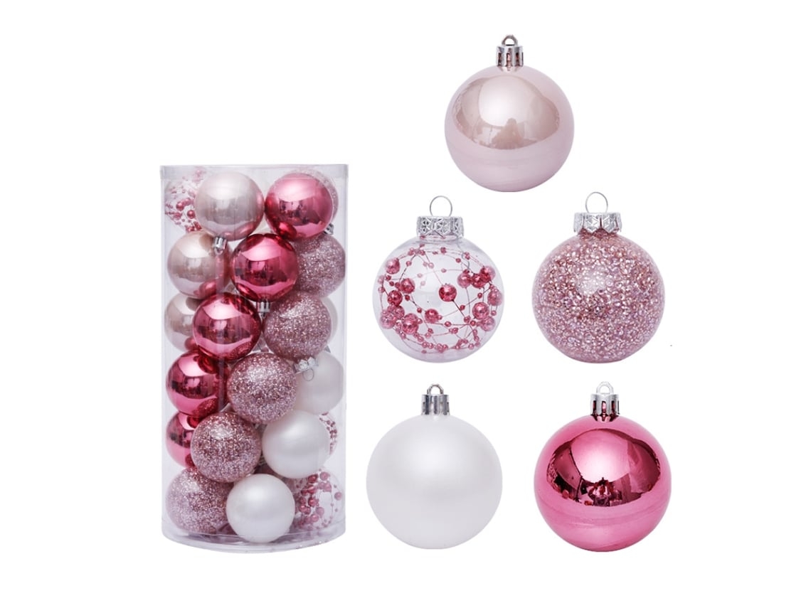 Adornos Navideños, 30 Unidades Irrompibles Para El Árbol, Ideales Para Fiestas Y Bodas, De Color Rosa, Ergonómicos, Para Uso Diario.