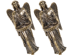 Juego 2 Figuras Ángeles Guardianes Latón Simétricas Esculturas Decorativas Oración Soporte Anillos Bandeja