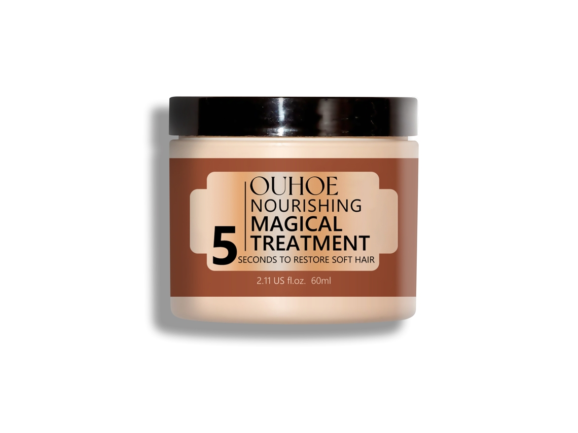 La mascarilla capilar nutritiva Ouhoe repara el cabello quebradizo, seco y dañado, lo hidrata y lo suaviza.