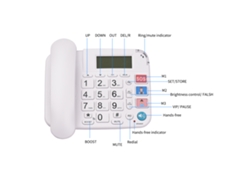 Telefone Fixo com Botões Grandes, Sem Fio, para Idosos, Suporta Hands free, Redial, Controle de Volume, Casa e Escritório