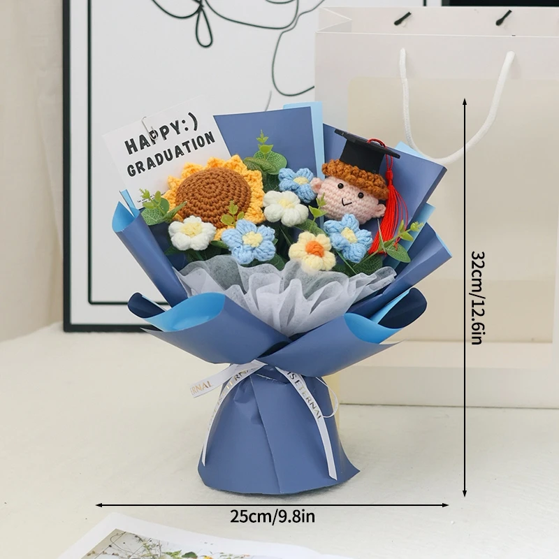 Flores De Ganchillo, Ramos De Flores Para Graduación, Flores Tejidas A Mano Terminadas