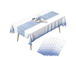 2026-34812-mantel Rectangular Azul Impermeable Para Fiesta De Material Ecológico Peva 54x108 Pulgadas