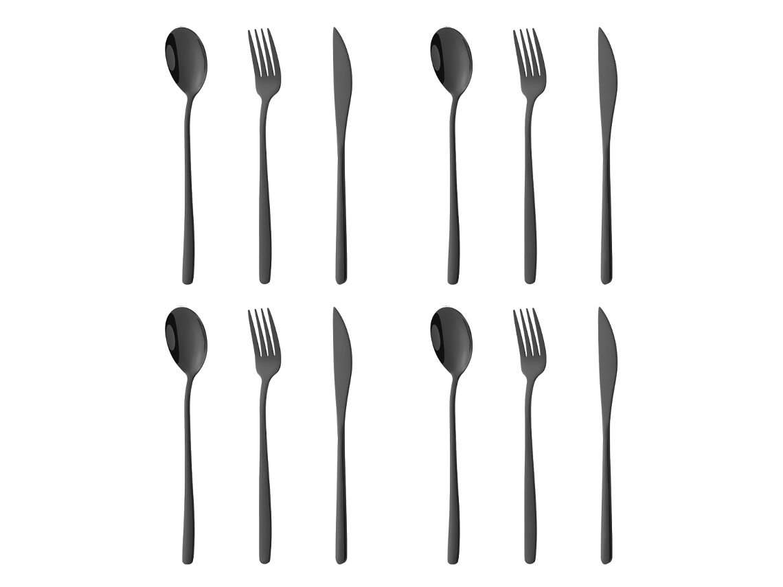 Juego de Cubiertos de 12 Piezas - Cuchillos, Tenedores y Cucharas para 4 Personas TRUYUETY