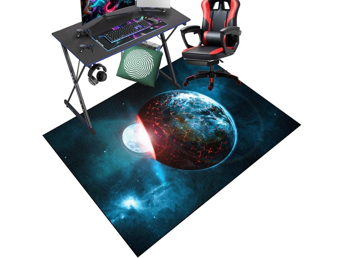 Tapete Cadeira Gamer Escritório Antiderrapante 90 X 120 Cm Madeira