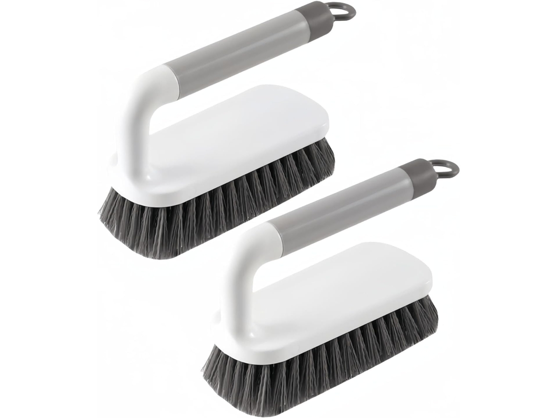 2 Cepillos Grises Para Fregar Con Mango, Para Ducha/baño/alfombras/cocina/bañera.